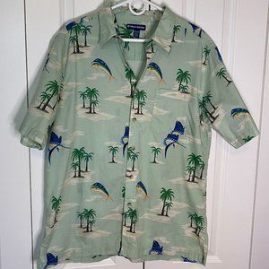 Men's West Marine Limited Edition Size XL Button up Hawaiian Shirt Fishing